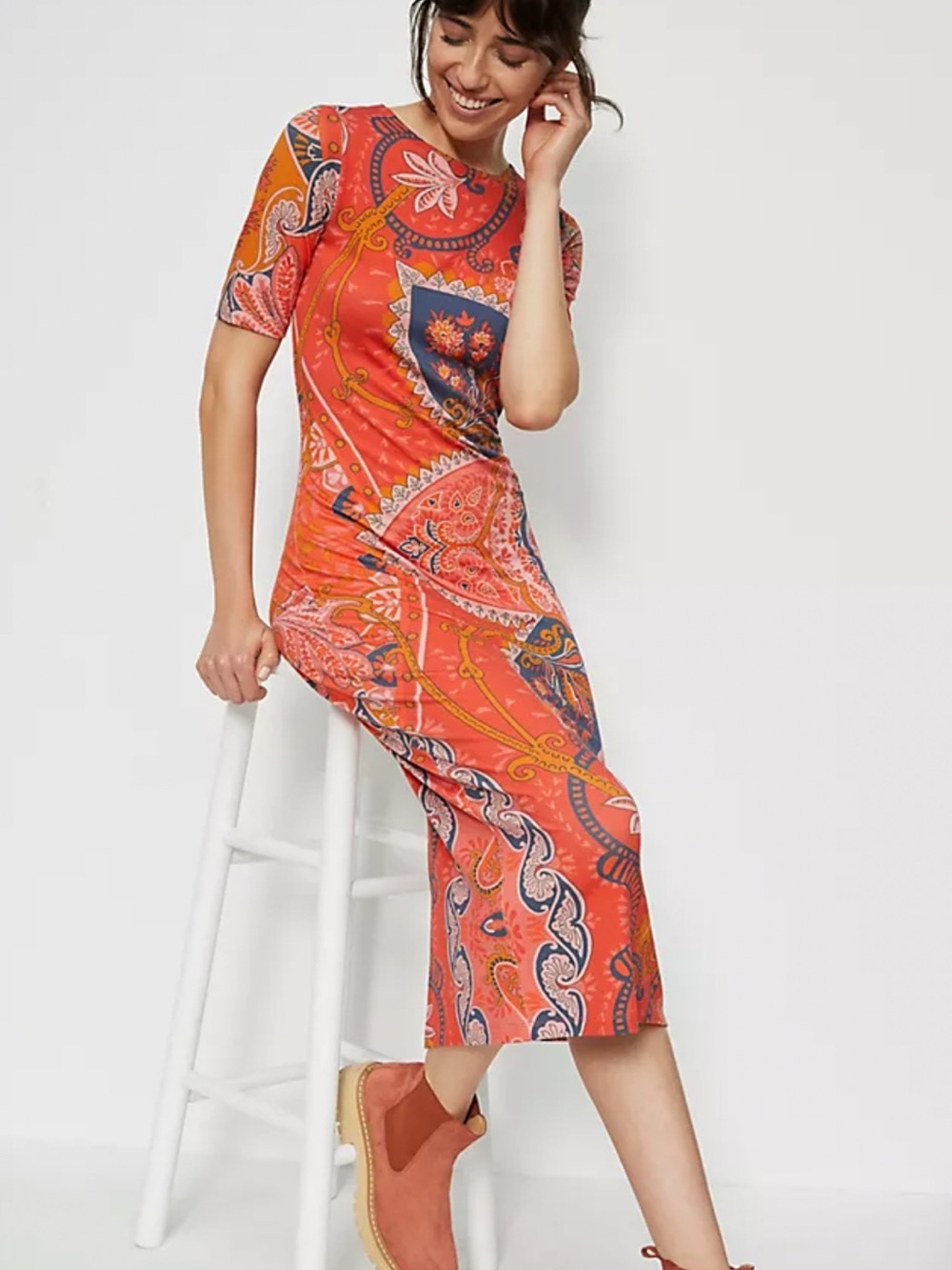 Farm Rio x Anthropologie Red Paisley Midi Dress